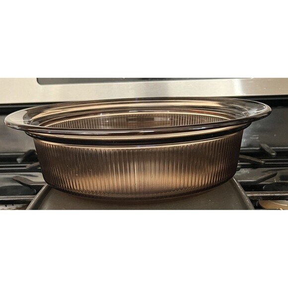 Vtg Vision Ware Corning USA Amber Ribbed Baking Dish 2.5 QT 2.5 L V-33-B NO LID - Picture 4 of 8